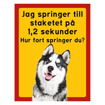 Röd/gul hundskylt, Siberian husky, hundskyltar