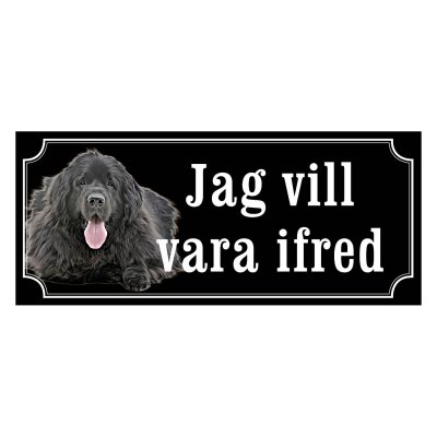 Newfoundland svart gammaldags stil emaljskylt hund
