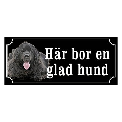 Newfoundland svart gammaldags stil emaljskylt hund