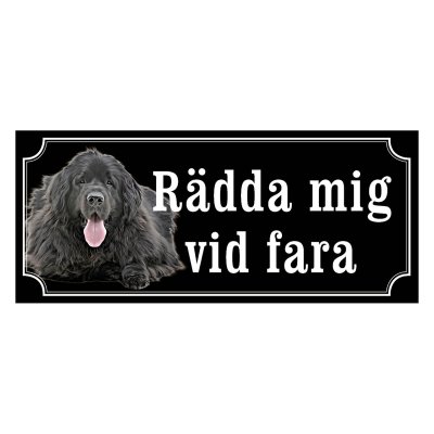Newfoundland svart gammaldags stil emaljskylt hund