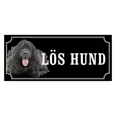 Newfoundland svart gammaldags stil emaljskylt hund