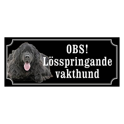 Newfoundland svart gammaldags stil emaljskylt hund