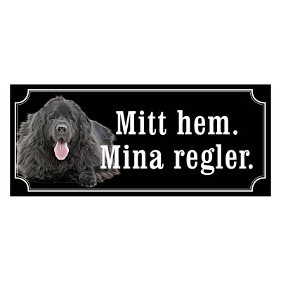 Newfoundland svart gammaldags stil emaljskylt hund