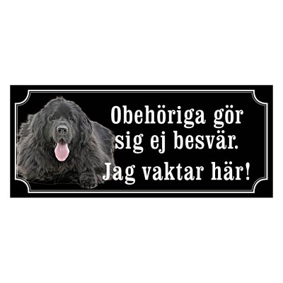 Newfoundland svart gammaldags stil emaljskylt hund