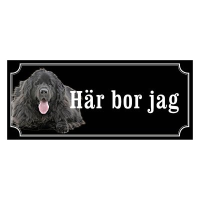 Newfoundland svart gammaldags stil emaljskylt hund