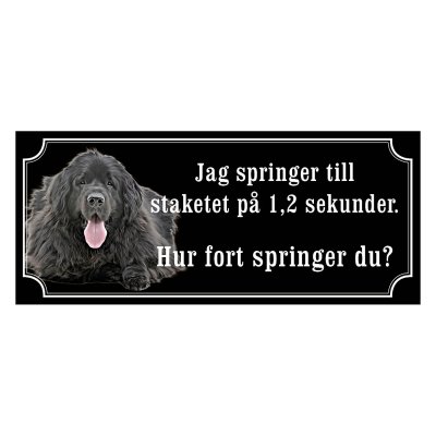 Newfoundland svart gammaldags stil emaljskylt hund