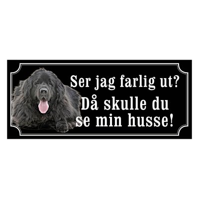 Newfoundland svart gammaldags stil emaljskylt hund