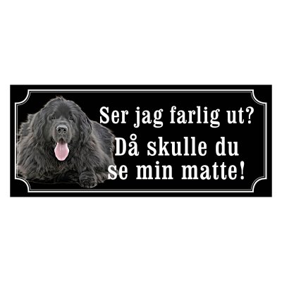 Newfoundland svart gammaldags stil emaljskylt hund