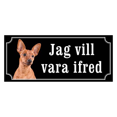Dvärgpincher röd gammaldags stil emaljskylt hund