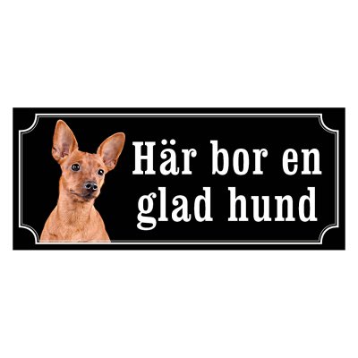 Dvärgpincher röd gammaldags stil emaljskylt hund