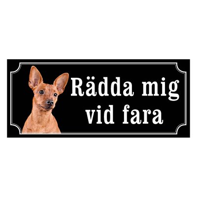 Dvärgpincher röd gammaldags stil emaljskylt hund