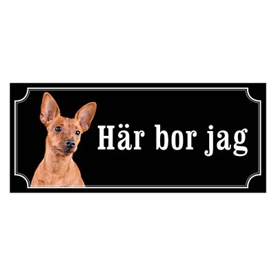 Dvärgpincher röd gammaldags stil emaljskylt hund