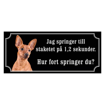 Dvärgpincher röd gammaldags stil emaljskylt hund