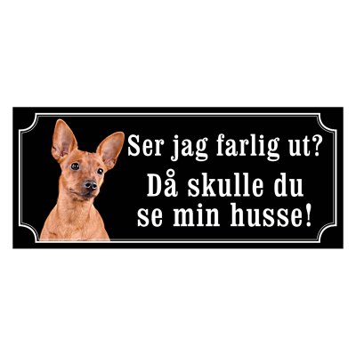 Dvärgpincher röd gammaldags stil emaljskylt hund