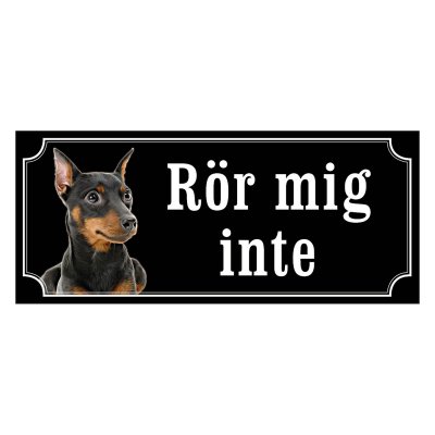 Dvärgpinscher svart gammaldags stil emaljskylt hund