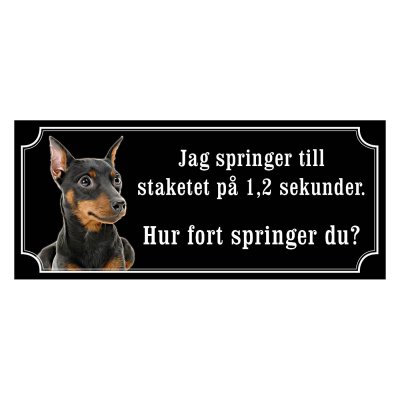 Dvärgpinscher svart gammaldags stil emaljskylt hund