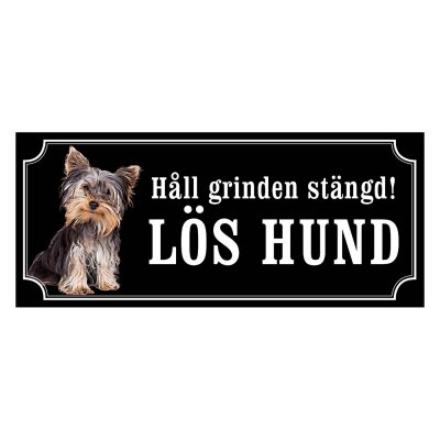 Yorkshireterrier black and tan gammaldags stil emaljskylt hund