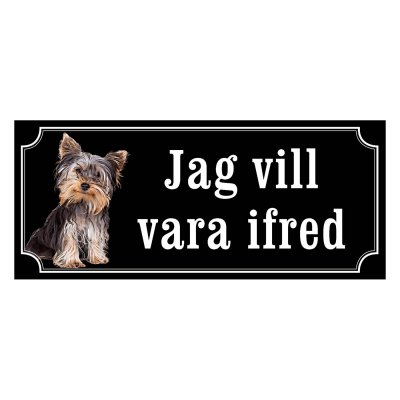 Yorkshireterrier black and tan gammaldags stil emaljskylt hund