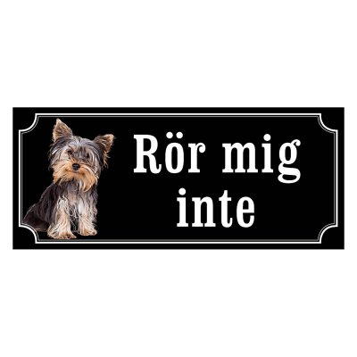 Yorkshireterrier black and tan gammaldags stil emaljskylt hund