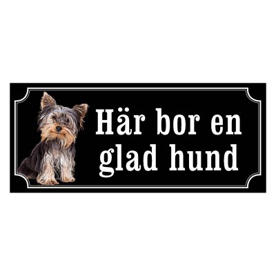 Yorkshireterrier black and tan gammaldags stil emaljskylt hund