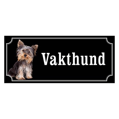 Yorkshireterrier black and tan gammaldags stil emaljskylt hund