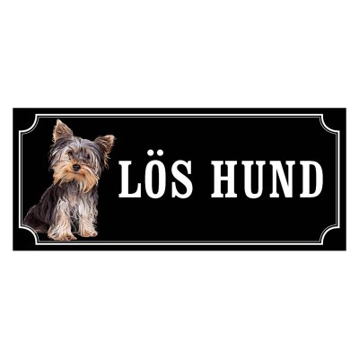 Yorkshireterrier black and tan gammaldags stil emaljskylt hund