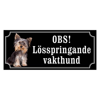 Yorkshireterrier black and tan gammaldags stil emaljskylt hund