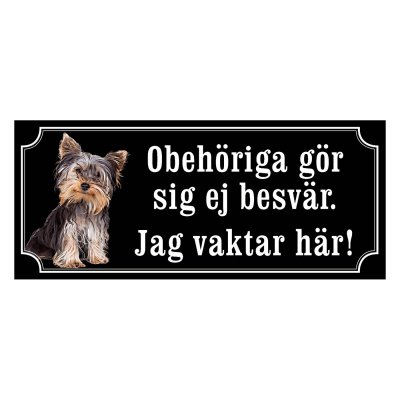 Yorkshireterrier black and tan gammaldags stil emaljskylt hund