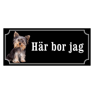 Yorkshireterrier black and tan gammaldags stil emaljskylt hund