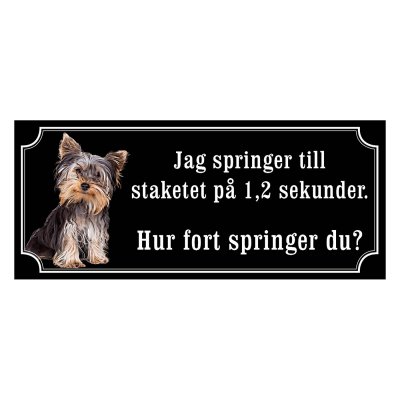 Yorkshireterrier black and tan gammaldags stil emaljskylt hund