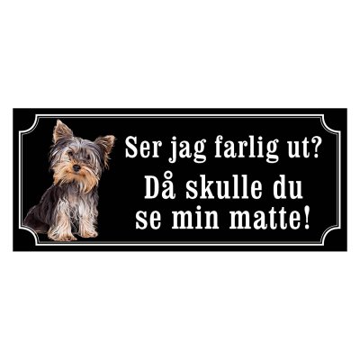 Yorkshireterrier black and tan gammaldags stil emaljskylt hund
