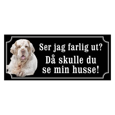 Clumber spaniel gammaldags stil emaljskylt hund