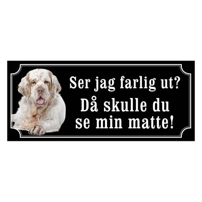 Clumber spaniel gammaldags stil emaljskylt hund