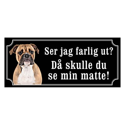 Continental Bulldog gammaldags stil emaljskylt hund