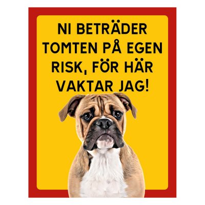 Röd/gul hundskylt, Continental Bulldog hundskyltar, hundskyltar