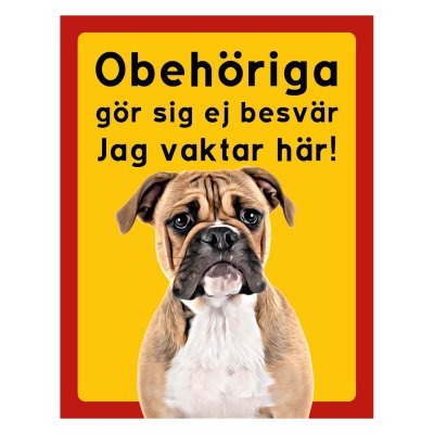 Röd/gul hundskylt, Continental Bulldog hundskyltar, hundskyltar