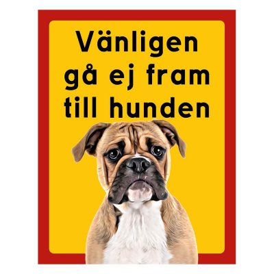 Röd/gul hundskylt, Continental Bulldog hundskyltar, hundskyltar
