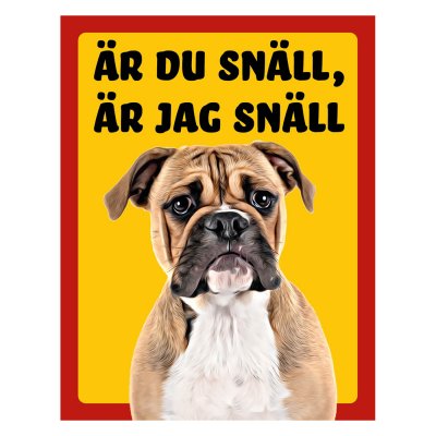 Röd/gul hundskylt, Continental Bulldog hundskyltar, hundskyltar