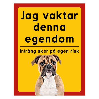 Röd/gul hundskylt, Continental Bulldog hundskyltar, hundskyltar