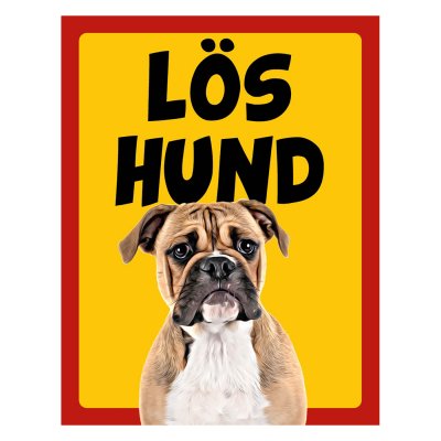 Röd/gul hundskylt, Continental Bulldog hundskyltar, hundskyltar
