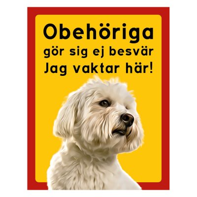 Röd/gul hundskylt, Coton de tulear hundskyltar, hundskyltar