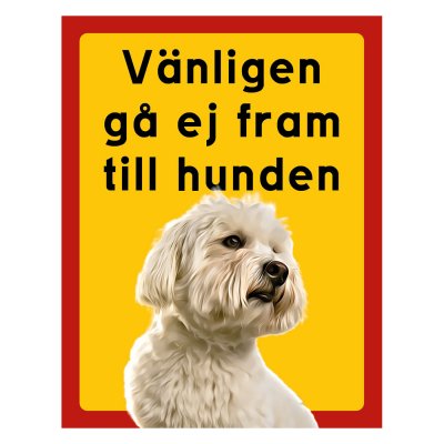 Röd/gul hundskylt, Coton de tulear hundskyltar, hundskyltar