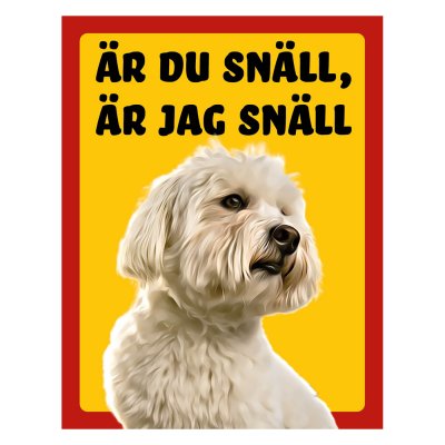 Röd/gul hundskylt, Coton de tulear hundskyltar, hundskyltar