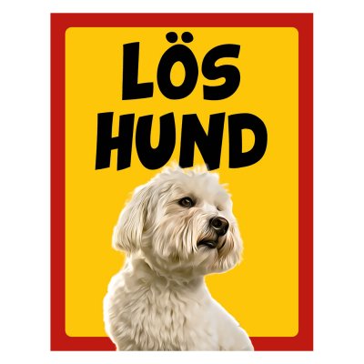 Röd/gul hundskylt, Coton de tulear hundskyltar, hundskyltar