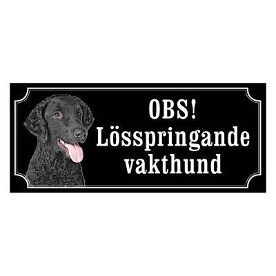 Curly coated Retriever gammaldags stil emaljskylt hund