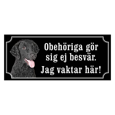 Curly coated Retriever gammaldags stil emaljskylt hund
