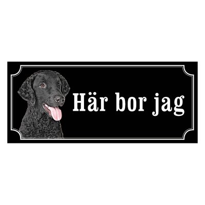 Curly coated Retriever gammaldags stil emaljskylt hund
