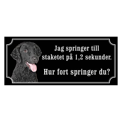 Curly coated Retriever gammaldags stil emaljskylt hund