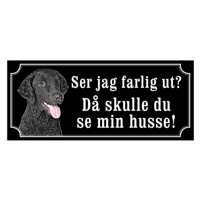 Curly coated Retriever gammaldags stil emaljskylt hund