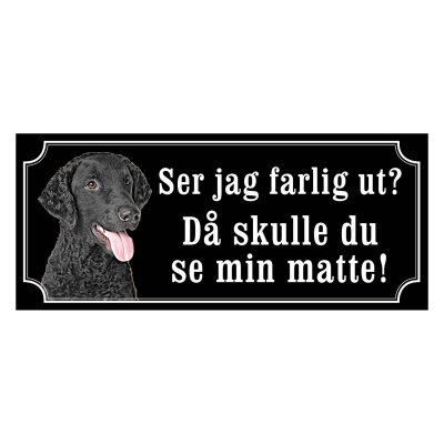 Curly coated Retriever gammaldags stil emaljskylt hund